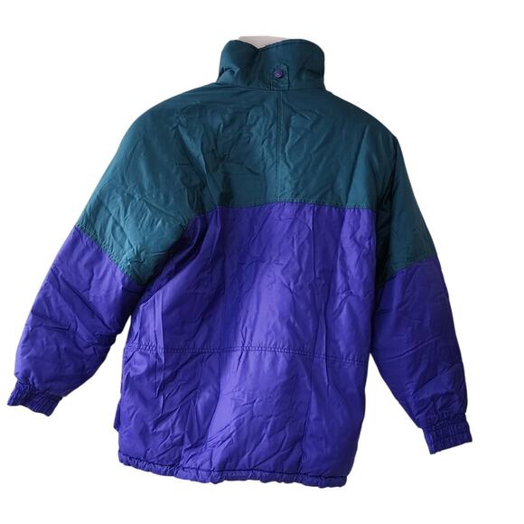 Columbia Vtg 90's Reversible Puffer Jacket  Teal & Purple attachable hood W LG - Picture 4 of 16